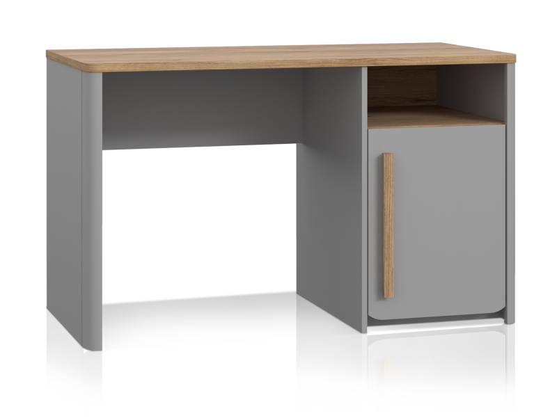 SPARKI Schreibtisch, Material Dekorspanplatte, Grau / Catania Eichefarbig von Möbel-Eins