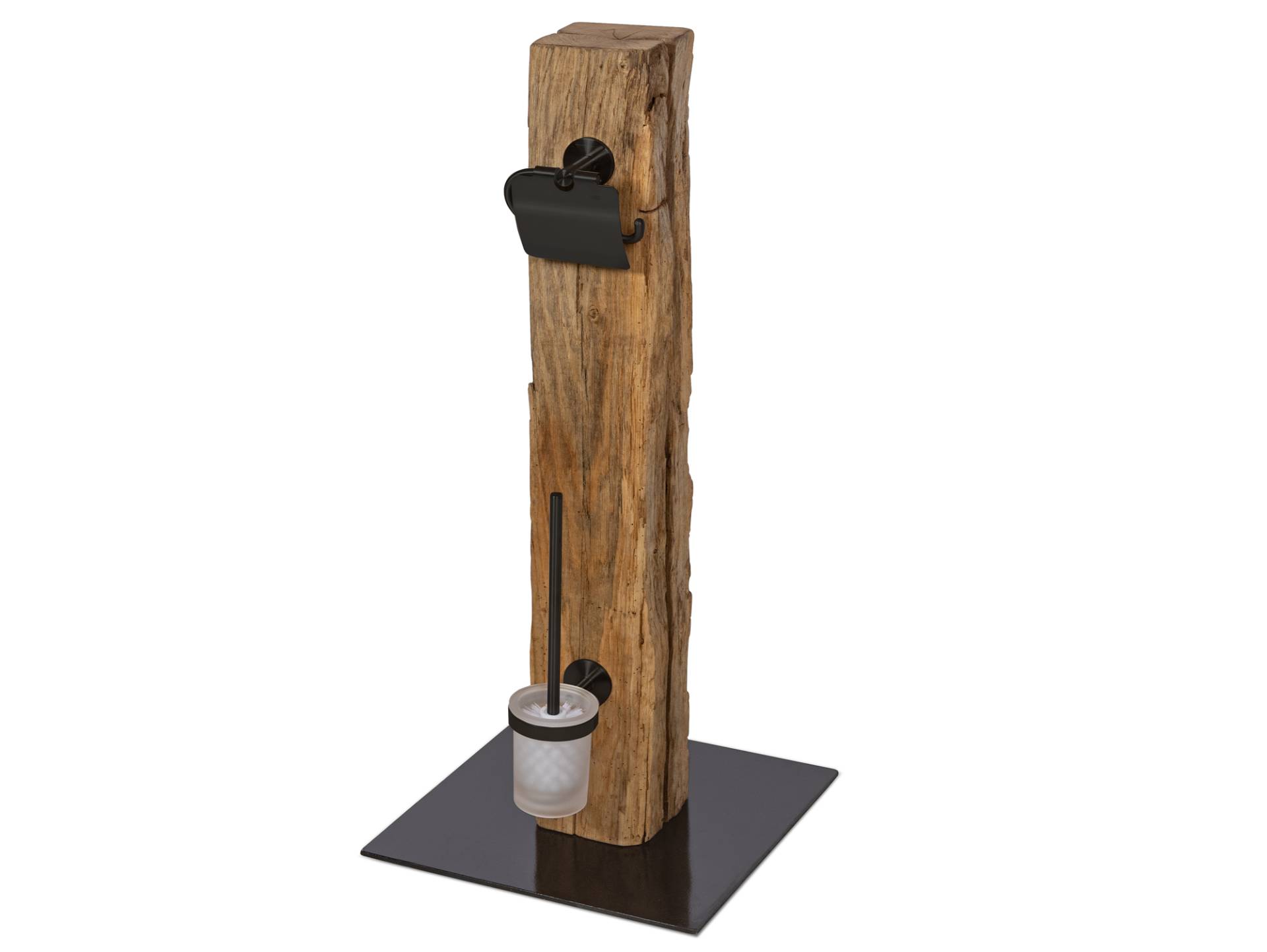 Toilettenpapierhalter aus Eiche-Altholz / Metall von Möbel-Eins
