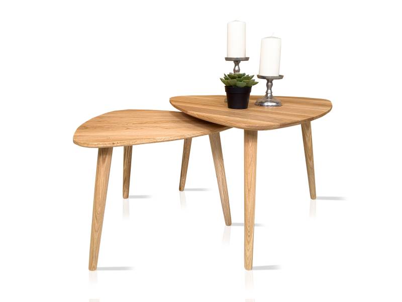 VELIA 2-er Set Couchtische, Material Massivholz, Eiche geölt von Möbel-Eins