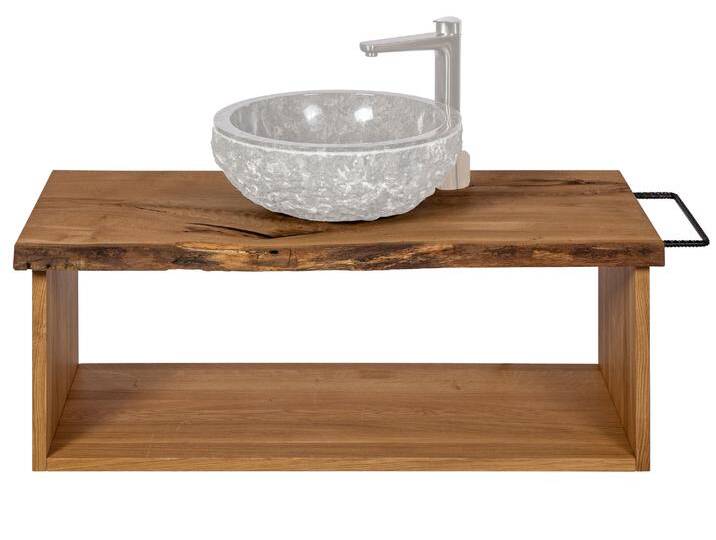 Waschtischplatte mit Unterbauregal aus massiver Eiche nach Maß Waschtischplatte mit Unterbauregal aus massiver Eiche nach Maß von Möbel-Eins