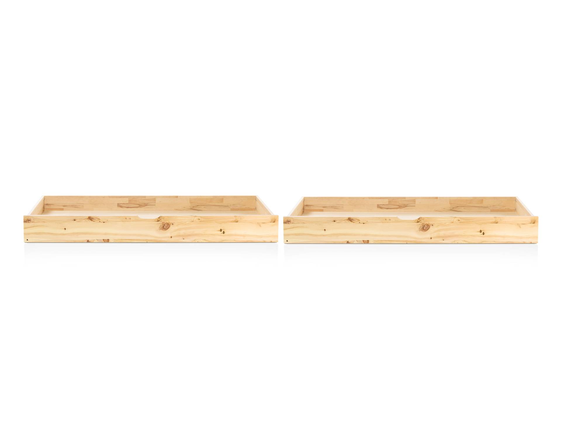 ZARUBA 2er Set Bettschublade auf Rollen, Material Massivholz, Zirbe ZARUBA 2er Set Bettschublade auf Rollen, Material Massivholz, Zirbe von Möbel-Eins