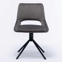 Samt Esstisch Stühle in Grau Gestell aus Metall (2er Set) von Möbel Exclusive