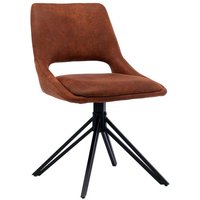Esstisch Stühle Cognac Braun aus Microfaser Gestell aus Metall (2er Set) von Möbel Exclusive
