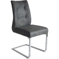 Freischwinger Stuhl Set in Anthrazit und Chromfarben hoher Lehne (2er Set) von Möbel Exclusive