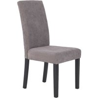 Stühle mit hoher Lehne in Grau und Schwarz Cord und Massivholz (2er Set) von Möbel Exclusive