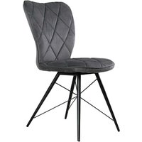 Graue Samt Stühle in modernem Design Gestell aus Metall (2er Set) von Möbel Exclusive