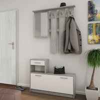 Flurgarderobe Set modern in Beton Grau und Weiß 97 cm breit (zweiteilig) von Möbel Exclusive