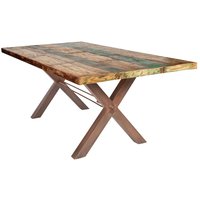 Altholz Esstisch in Bunt X-Füßen aus Eisen von Möbel Exclusive