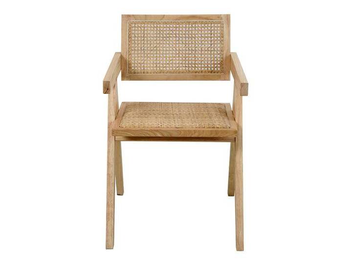Armlehnstuhl Holz Skandi aus Massivholz Rattan Geflecht von Möbel-Exclusive