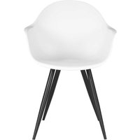 Armlehnstuhl in Weiß und Schwarz Kunststoff und Metall (2er Set) von Möbel Exclusive