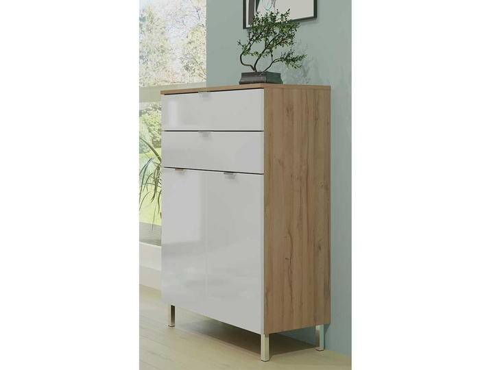 Badezimmer Kommode in Weiß Hochglanz und Wildeiche Optik 60 cm breit Badezimmer Kommode in Weiß Hochglanz und Wildeiche Optik 60 cm breit von Möbel-Exclusive