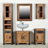 Badezimmer Komplettset aus Akazie Massivholz Altmetall (fünfteilig) von Möbel Exclusive