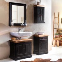 Badezimmer Set im Kolonial Design Schwarz und Honigfarben (vierteilig) von Möbel Exclusive