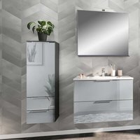 Badmöbel mit Glasfront in Dunkelgrau Silberfarben (dreiteilig) von Möbel Exclusive