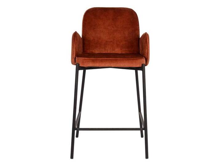 Barhocker Küche in Rostfarben & Schwarz Veloursbezug (2er Set) von Möbel-Exclusive