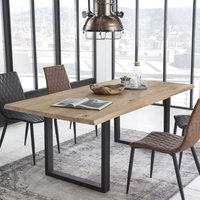 Baumkanten Esstisch aus Wildeiche Massivholz und Stahl Loft Design von Möbel Exclusive