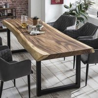 Baumkanten Tisch aus Suar Massivholz und Stahl Loft Design von Möbel Exclusive