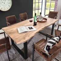 Baumkantentisch aus Akazie Massivholz und Eisen Loft Design von Möbel Exclusive