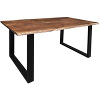 Baumkantentisch aus Akazie Massivholz und Metall Nussbaumfarben von Möbel Exclusive