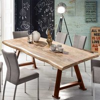 Baumkantentisch aus Mangobaum Massivholz und Stahl A Fußgestell von Möbel Exclusive