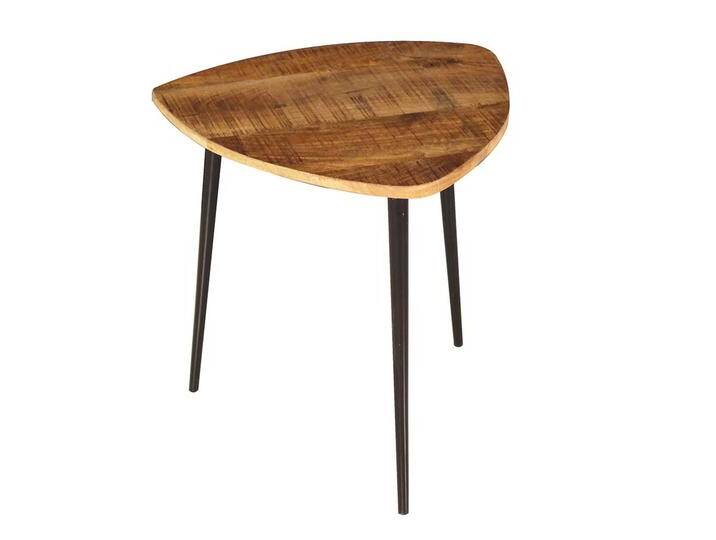 Beistelltisch Sofa aus Mangobaum Massivholz und Metall Dreifußgestell von Möbel-Exclusive