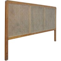 Bett Kopfteil aus Teak Massivholz und Rattan 200 cm breit von Möbel Exclusive