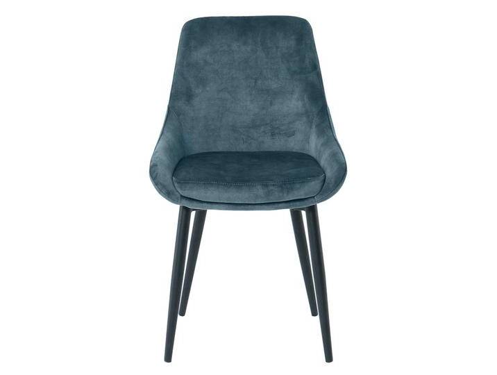 Blaue Samt Stühle mit Gestell aus Metall Schwarz (2er Set) von Möbel-Exclusive