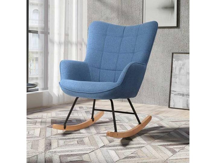 Blauer Schaukelsessel im Skandi Design 50 cm Sitzhöhe von Möbel-Exclusive
