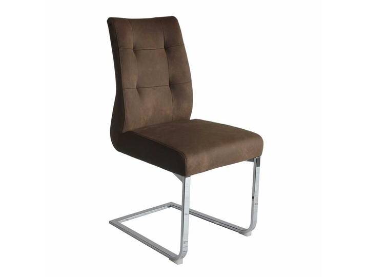 Braune Schwingstühle mit Gestell aus Metall Chromfarben (2er Set) von Möbel-Exclusive