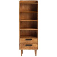 Bücherregal massiv Holz in Cognac Braun zwei Schubladen von Möbel Exclusive