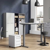Büromöbel Komplettset in Lichtgrau höhenverstellbarem Schreibtisch (fünfteilig) von Möbel Exclusive