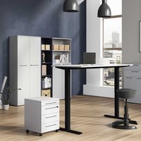 Büromöbel Set in Lichtgrau höhenverstellbarem Schreibtisch (fünfteilig) von Möbel Exclusive