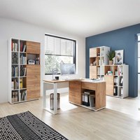 Büromöbel Set in Weiß Wildeichefarben (vierteilig) von Möbel Exclusive