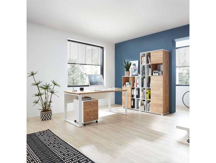 Büromöbel in Weiß Wildeichefarben (vierteilig) von Möbel-Exclusive