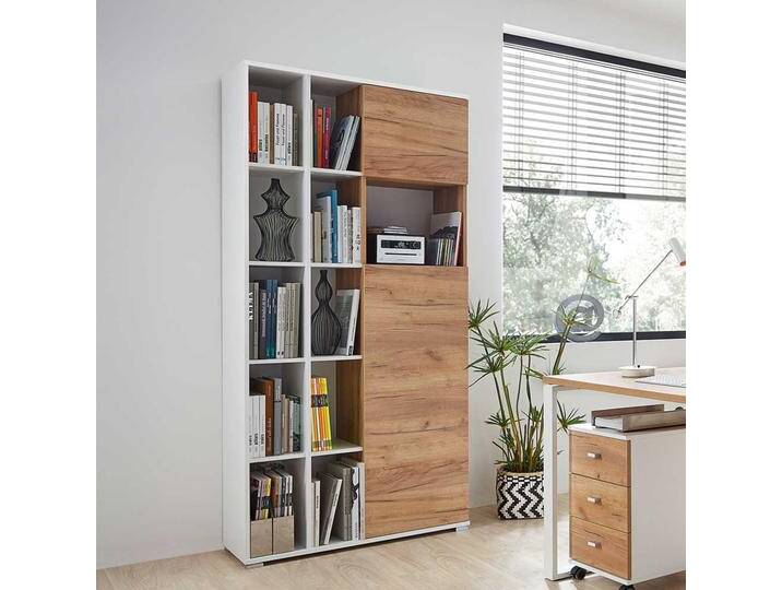 Büroschrank in Weiß und Wildeiche Dekor Made in Germany von Möbel-Exclusive