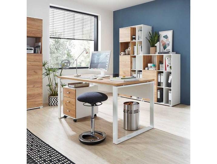 Büroschreibtisch in Weiß und Wildeiche Dekor Made in Germany Büroschreibtisch in Weiß und Wildeiche Dekor Made in Germany von Möbel-Exclusive