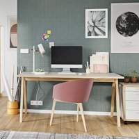 Büroschreibtisch in Weiß und Wildeiche Optik 160 cm breit von Möbel Exclusive