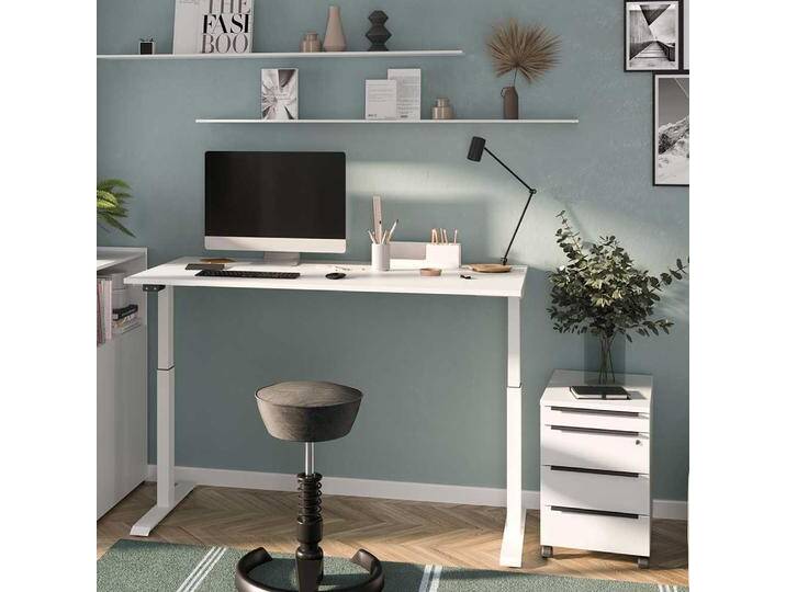Bürotisch höhenverstellbarer Schreibtisch in modernem Design - Weiß von Möbel-Exclusive