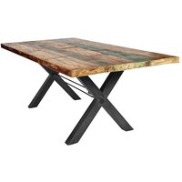 Bunter Esszimmertisch aus Recyclingholz und Eisen 160 cm breit von Möbel Exclusive