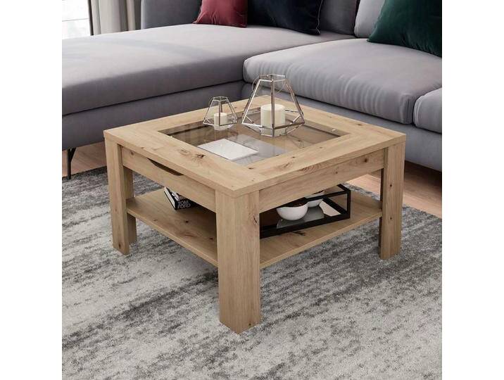 Couchtisch Sofatisch mit einer Schublade und Glasplatte von Möbel-Exclusive