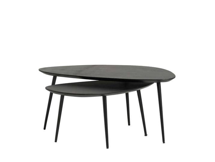 Couchtische Retro schwarz mit Tischplatte in Wankelform Dreifußgestell (zweiteilig) von Möbel-Exclusive