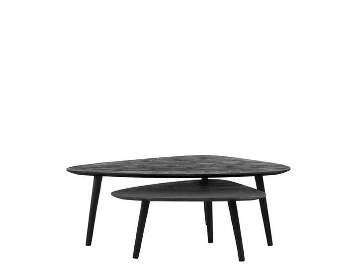 Couchtische in Schwarz Massivholz und Metall (zweiteilig) von Möbel-Exclusive