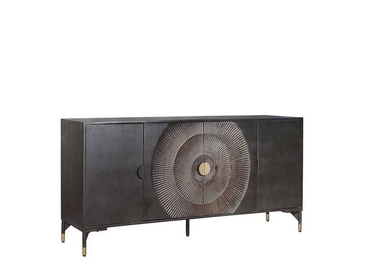 Design Esszimmersideboard in Schwarz Mangobaum Massivholz & Metall von Möbel-Exclusive