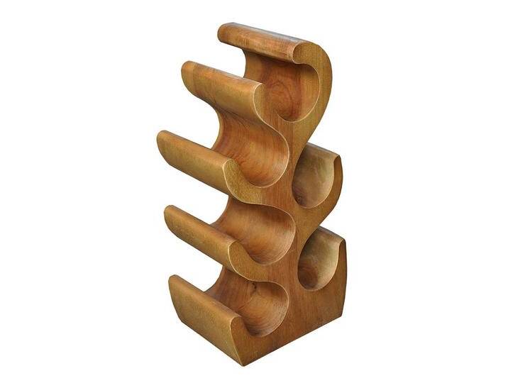 Design Flaschenregal aus Suar Massivholz geschwungener Form Design Flaschenregal aus Suar Massivholz geschwungener Form von Möbel-Exclusive
