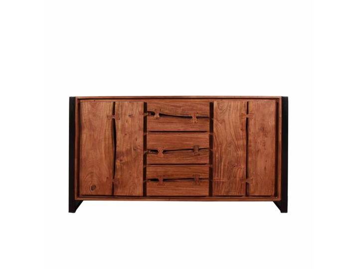 Design Sideboard aus Akazie Massivholz Schwarz Metall Loft von Möbel-Exclusive