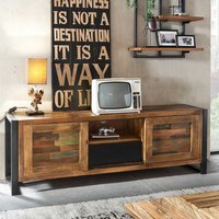 Design TV Lowboard in Bunt Recyclingholz Eisen von Möbel Exclusive