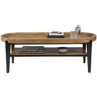 Designer Sofa Tisch in Schwarz und Holz Naturfarben abnehmbarer Tischplatte von Möbel Exclusive