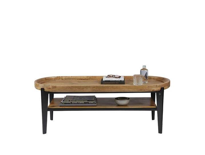 Designer Sofa Tisch in Schwarz und Holz Naturfarben abnehmbarer Tischplatte Designer Sofa Tisch in Schwarz und Holz Naturfarben abnehmbarer Tischplatte von Möbel-Exclusive