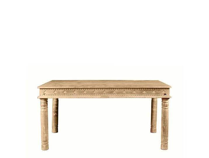 Designertisch aus Mangoholz Sandfarben massiv Schnitzereien versehen von Möbel-Exclusive