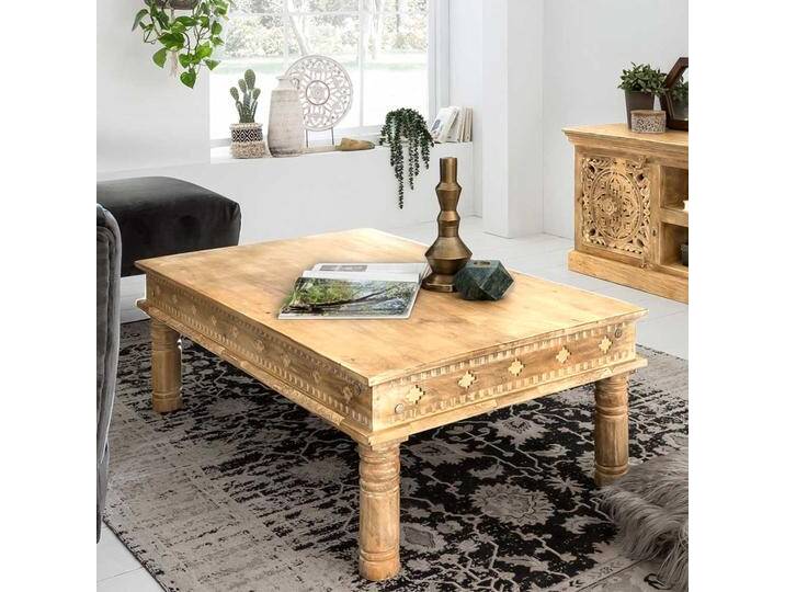 Designertisch aus Mangoholz Sandfarben massiv Schnitzereien versehen Designertisch aus Mangoholz Sandfarben massiv Schnitzereien versehen von Möbel-Exclusive